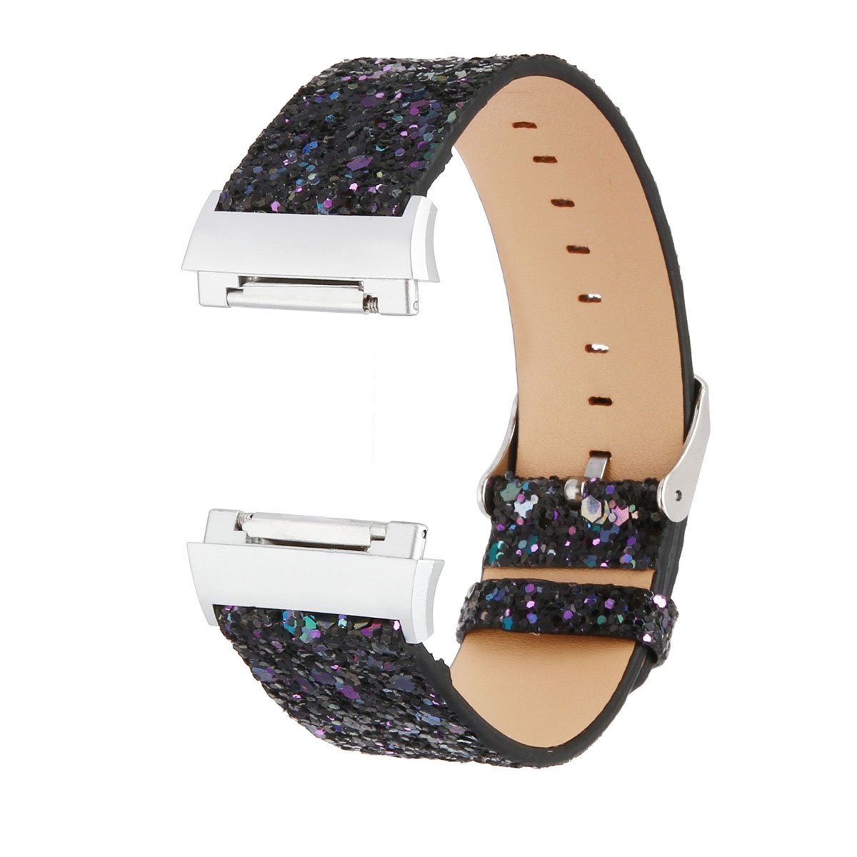 NEO+ Compatible with Fitbit Ionic Band, Leather Glitter Bling Band Wristband Strap compatible with Fitbit Ionic Smart Watch Fitness Tracker