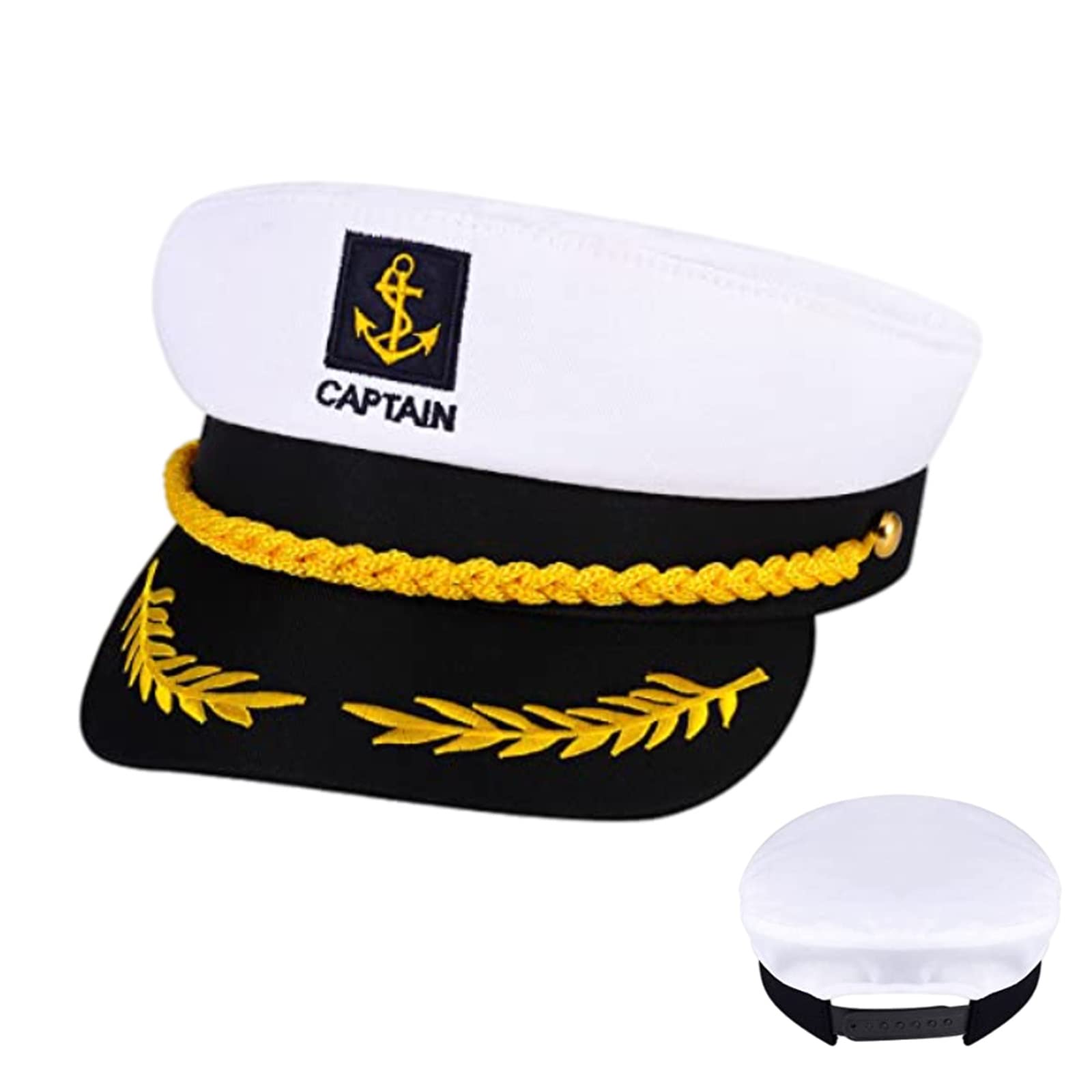 YOUDALIS 1PCS Sailor Captain Hat,Navy Captains Sailors Costume Hats,Adjustable Marine Cap for Men Women Adult and Kids Holiday Party Costume,White