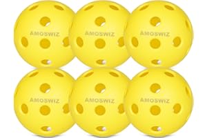 Amoswiz Indoor Pickleball Balls, 6 Pack of 26 Holes Pickleballs, Indoor Pickleballs Set, High Visibility Durable Pickle Balls for Training and Tournament