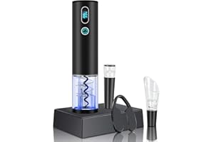 Electric Wine Opener, Higfra Wine Gift Set with Wine Aerator Pourer Vacuum Stoppers and Foil Cutter 4-in-1 Electric Bottle Opener for Home Party Bar Outdoor Wine Lover Christmas Gift-Base Not Included
