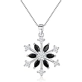 EVER FAITH Snowflake Jewerly Sterling Silver Winter Accessory Sparkle Zircon Snow Flower Pendant Necklace