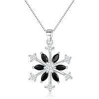 Snowflake Jewelry Set For Women - Sterling Silver Necklace & Earrings With Cubic Zirconia, White/Blue - View #11