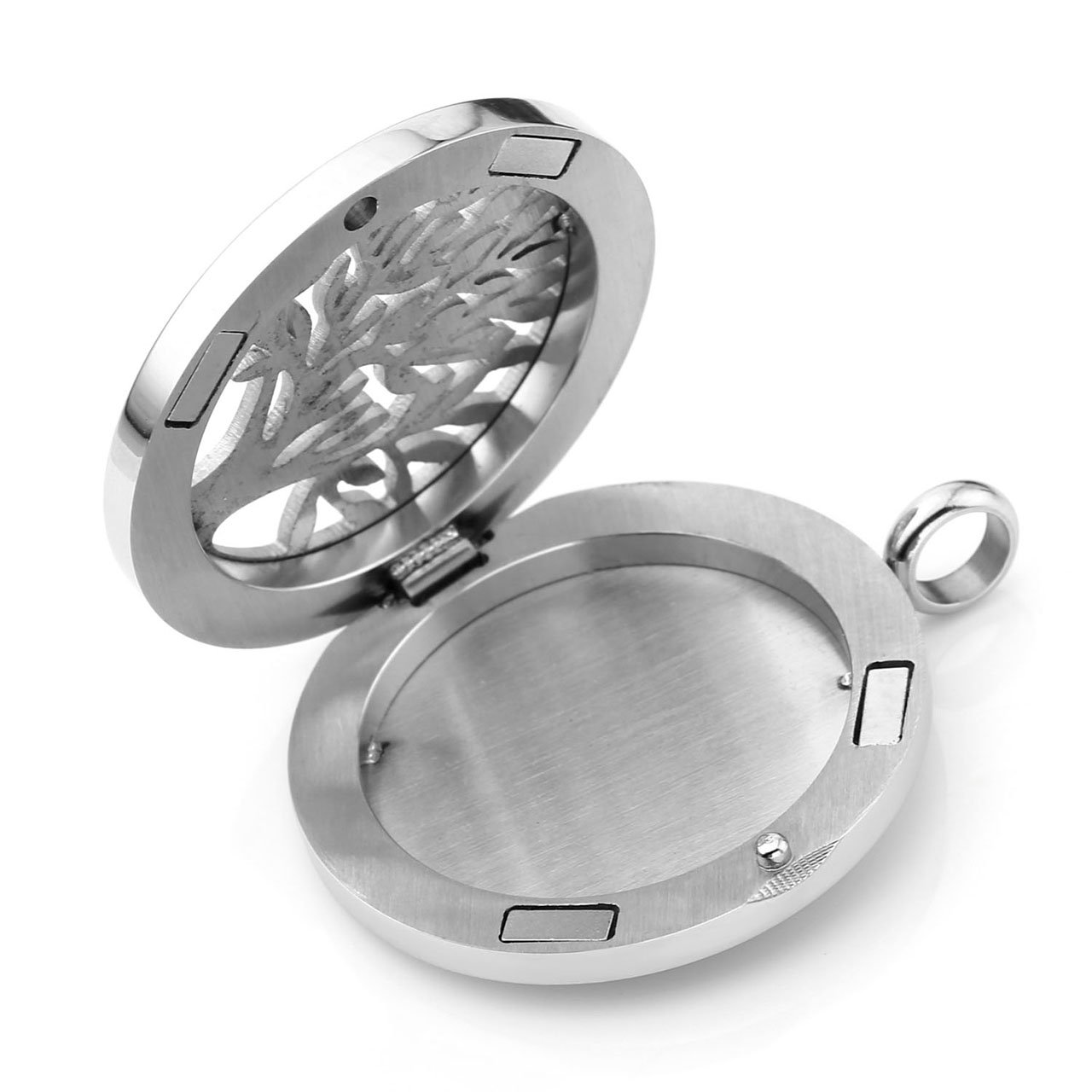 JOVIVI Aromatherapie Kette aus Edelstahl Ätherische Öle Parfum Diffusor Halskette Lebensbaum Floating Medaillon Locket Käfig Anhänger