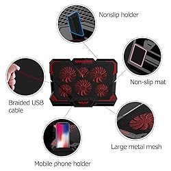 Laptop Cooling Pad, Laptop Cooler with 6 Quiet Led