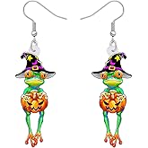 BONSNY Dangle Cute Funky Green Frog Earrings Animals Novelty Hypoallergenic Jewelry For Women Gifts