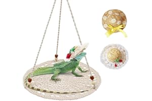 Nopikku Reptile Hammock Swing Bed & Mini Hats, Lizard Summer Cooling Swing Toy Hanging Swing, Reptile Accessories for Beardied Dragon Leopard Gecko Birds Rats