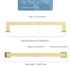 9BUILD 6 Pack 5 Inch Cabinet Handles Gold Cabinet