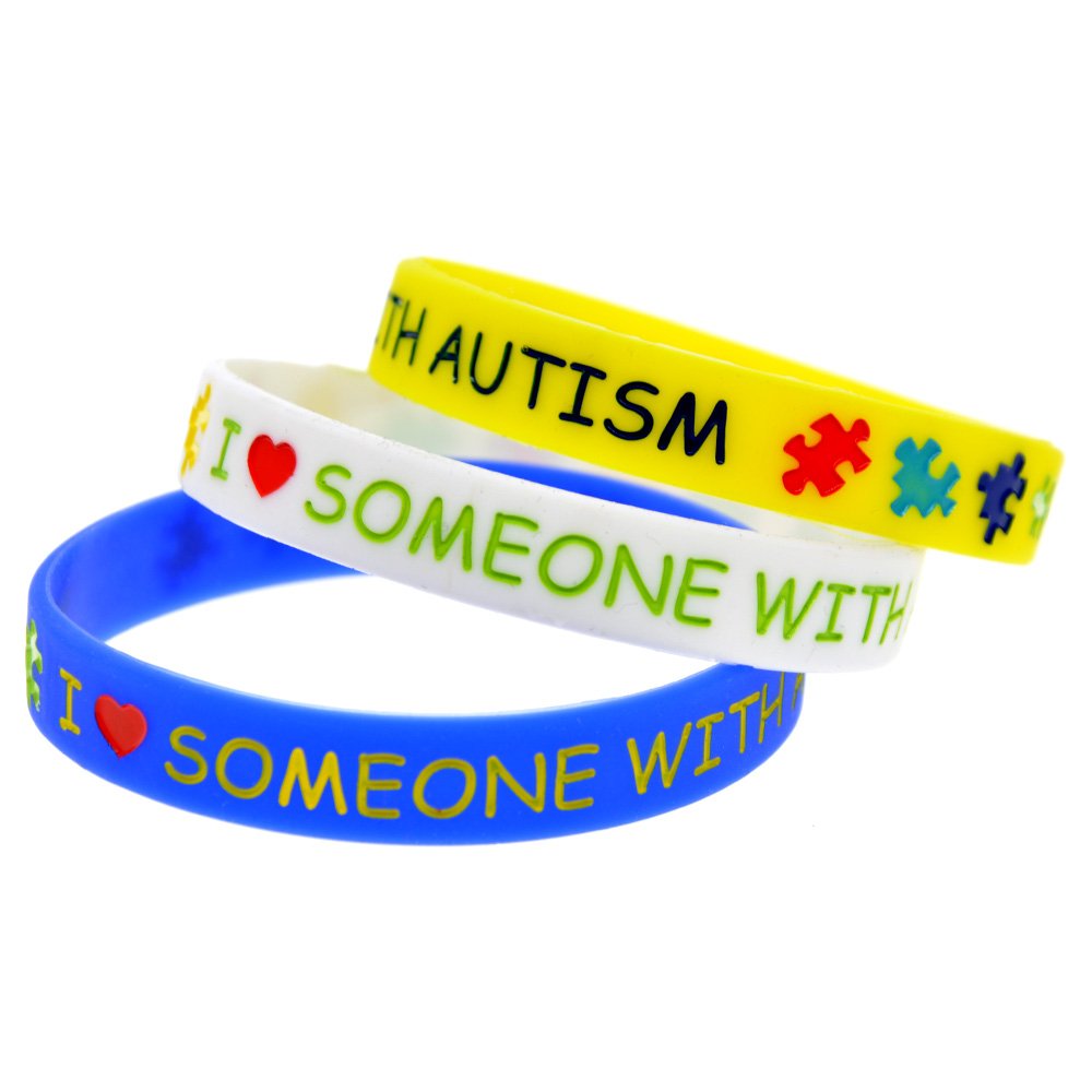 Medical ID Me Set of 3 'I Love Someone With Autism' Wristbands Bracelets Awareness Support ASD UK (3 Pack Mixed)