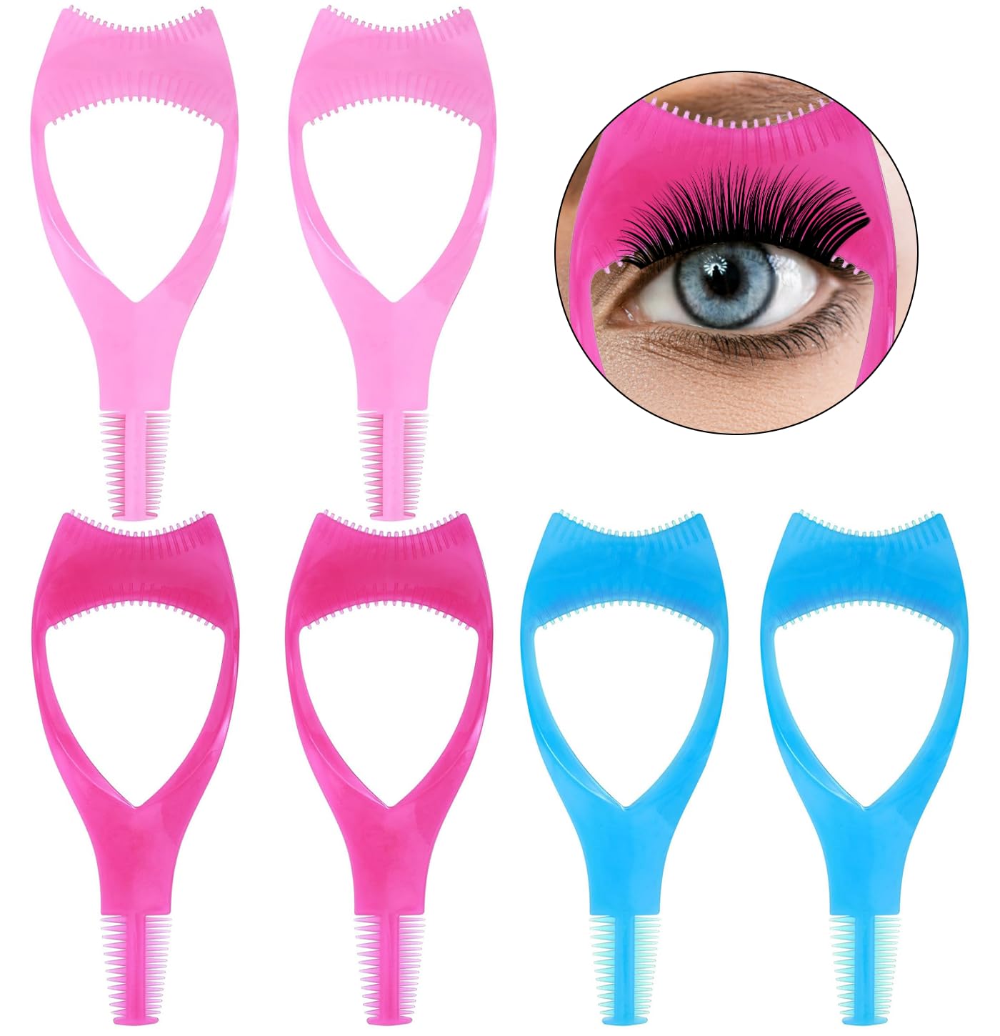 AYNKH 3 in 1 Eyelash Comb， Mascara Shield Applicator Eyelashes Tools,Upper Lower Eye Lash Guard，Makeup Comb Brush Cosmetic ，Lash Helper Tools Guide Makeup Separator Clean for Girls Women 6PCS
