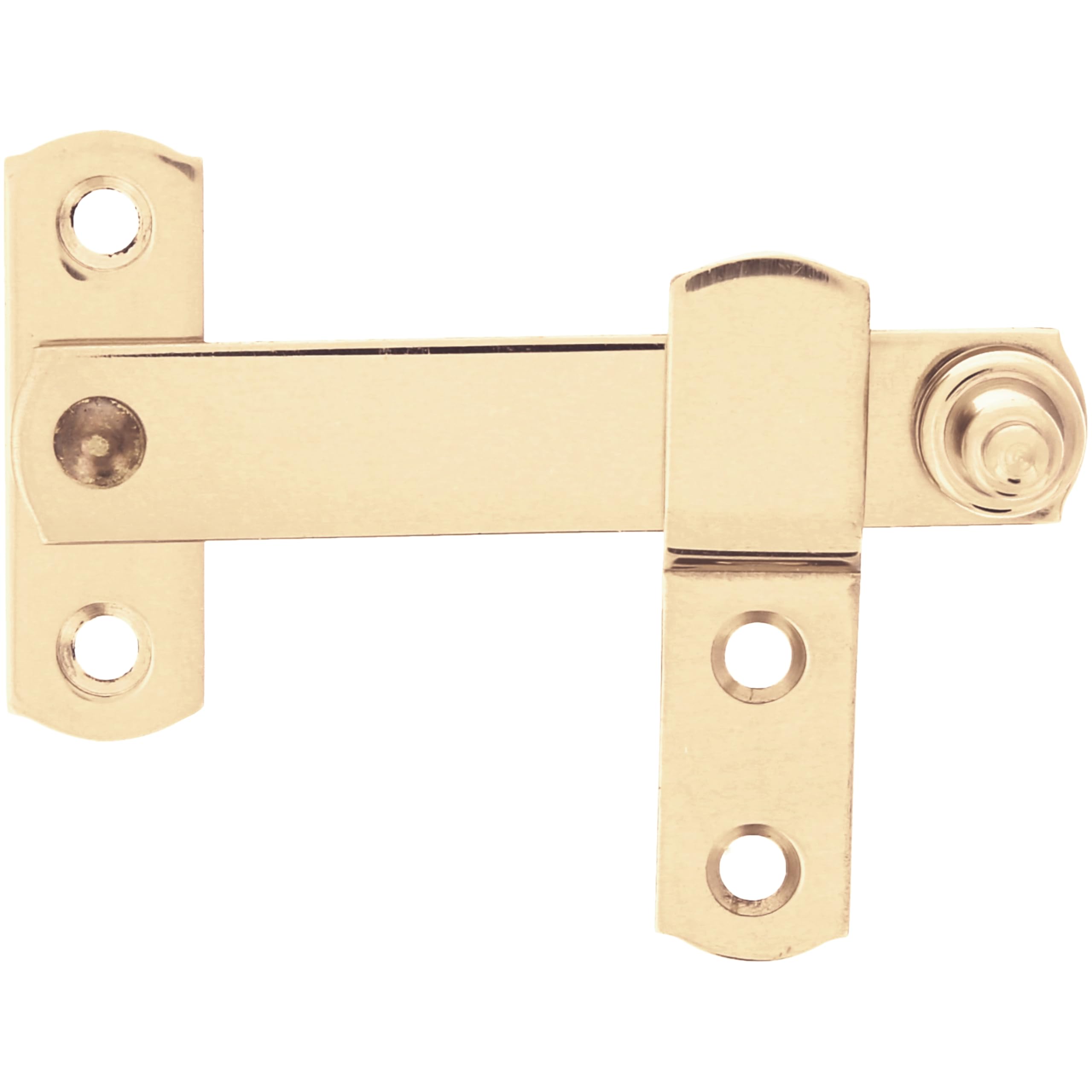 Amig - Smooth Golden Shutter Hasp with Polished Finish Brass Flap - 80 x 46 mm - Anti Shock and Break Security Lock for Windows - Includes Screws
