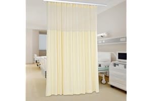 JAYEUW Hospital Curtain with Hooks, Room Divider Curtains Cubicle Curtain Divider Privacy Curtains for Hospital, Medical Clinic, Lab (Beige, 15ft Wide x 8ft Tall)