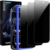 TZGZT Privacy Screen Protectors for iPhone 17 Pro Max, Tempered Glass, HD | 3 Pack, 9H+ Military Grade Shatterproof, Easy Installation, Bubble Free, Case Friendly, Dynamic Island Compatible
