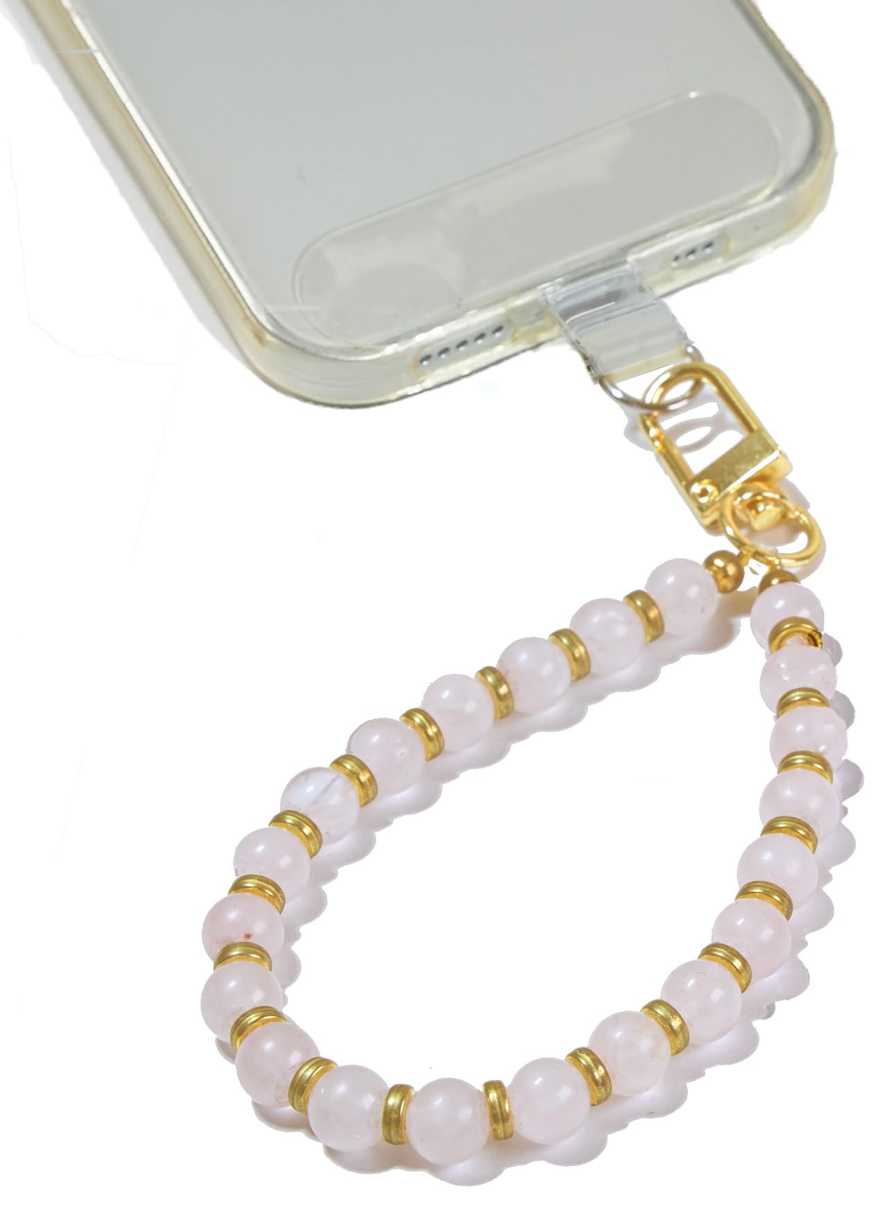 AMAYO - Universal Mobile Phone Chain, Quartz Stone Pendant, Compatible with Any Smartphone and Phone Case, Rose Quartz — image 1