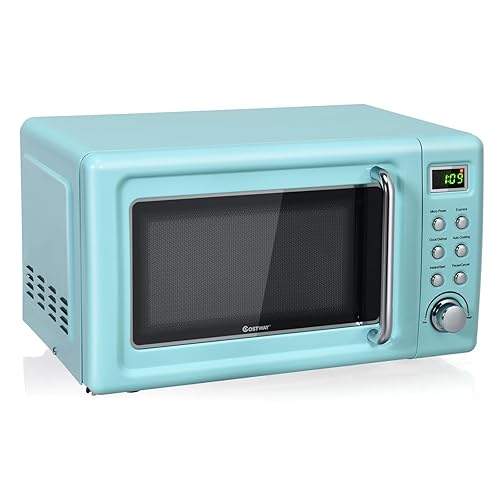 COSTWAY Retro Countertop Microwave Oven, 700-Watt, High Energy  Efficiency, Micro Power, Delayed Start Function, with Glass Turntable 