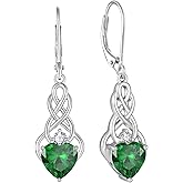 FJ Infinity Celtic Knot Earrings 925 Sterling Silver Dangle Drop Birthstone Earrings Irish Good Luck Jewelry for Women