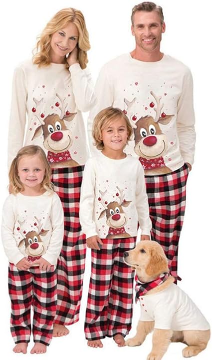 Feelcrag Ensemble Pyjama Noel Famille Pere Noel Mere Garcon Fille Du Nouveau Ne Bebe Pyjamas A Deux Pieces Set Pull Over A Manches Longues Top Et Pantalon Sleepwear Renne Vetement De Ensembles De Pyjama