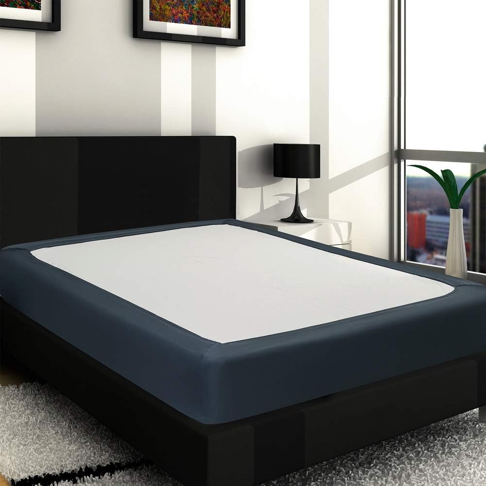 Box Spring Cover, Box Spring Wrap Queen/King, Sleek Alternative for Bed Skirts, Extra Gift: Elastic Band (Dark Grey, Twin)