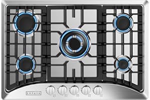 Empava 30" Gas Cooktop with 5 Italy Sabaf Sealed Burners NG/LPG Convertible in Stainless Steel Model 2020, 30 Inch