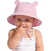 Zando Wide Brim Baby Sun Bucket Hat 0-4T UPF 50+ - Sun Protection Toddler Beach Hats with Bear Ears Infant Hat Adjustable