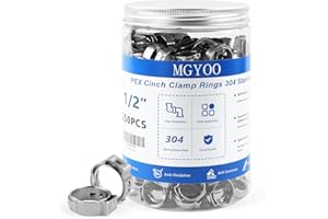 MGYOO 1/2 inch Pex Clamps 250pcs Pex Crimp Rings Single Ear Hose Clamps Stainless Steel Pex Fittings Cinch Clamp Ring for PEX Pipe Tubing
