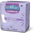 FitRight Incontinence Bladder Control Pads, Moderate Absorbency, 4.3" x 11", 16 Count (Pack of 12)