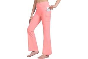 Willit Girls' Flare Leggings Yoga Crossover High Waisted Pants Bootcut Dance Bell Bottom Leggings with Pockets