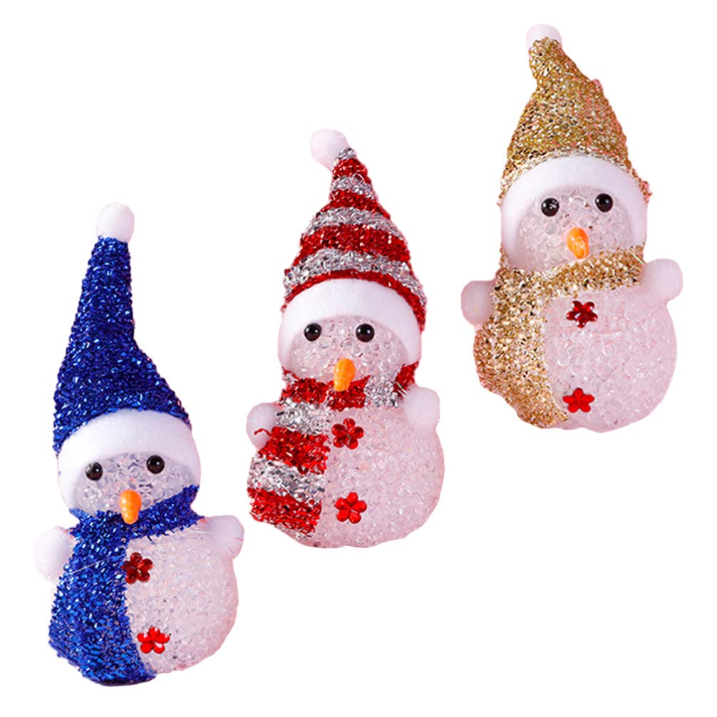 3Pcs Snowman Christmas Lights Xmas Night Lights LED Light Up Snowman Figurine Lamp Table Desk Decoration for Patio Festival Party (White)