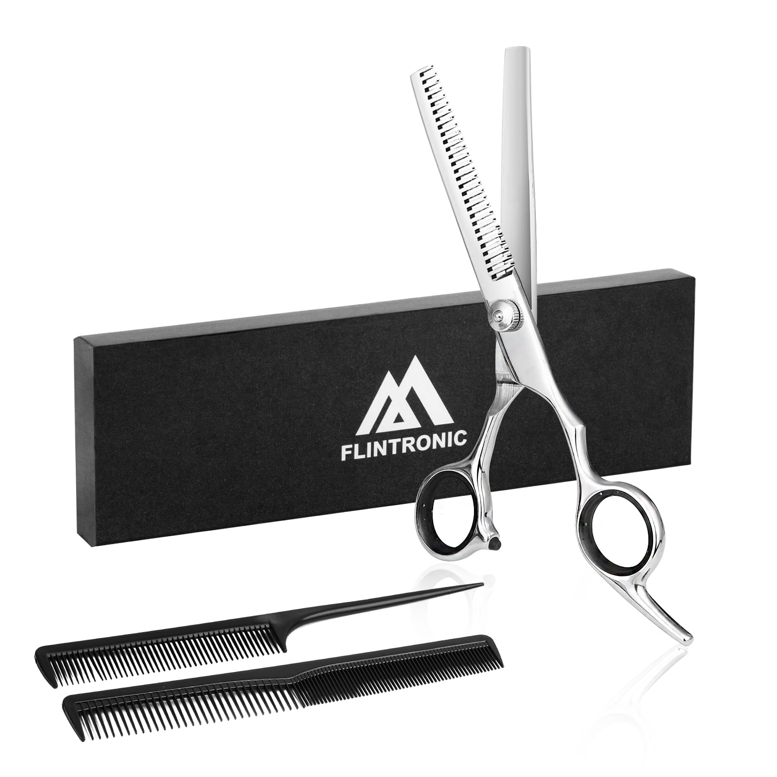 Flintronic 3Pcs Hairdressing Scissors, Professional Haircut Scissor Set, Stainless Steel Thinning Scissors, Professional Salons Hair Shears for Men Women Children Pets Home Salon Barber