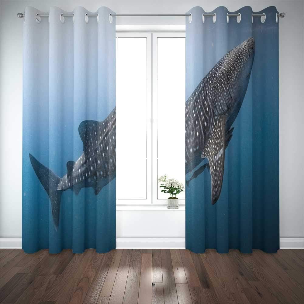 EMMTEEY 52X84 Curtains 2 Panels Whale Shark Very Near Looking You Underwater in Does Not Attack Humans Papua It Window Curtain Panels for Living Room Bedroom Décor