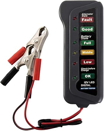 Amazon Bestjunly Jp12v 車 バッテリーチェッカー バッテリーテスト バッテリー直結 バッテリーオルタネーターテスター 自動車のオートバイ 6 Ledの表示 のためのバッテリー条件オルタネーターの充電をテスト 携帯型 テスター エンジン用ツール 車 バイク