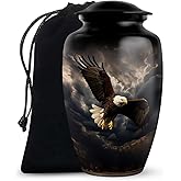 YASUBJAG Black Eagle Urns for Adult Male & Female Ashes - Large Funeral Urn for Human Ashes Women - Memorial Urns for Mom and Dad 10 Inch & 200 Cubic Inches