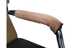 Wanty 2 Pieces Home Office Polyester Removable Durable Machine Washable Office Chair Armrest Slipcovers Covers Protect Armrests (Brown)