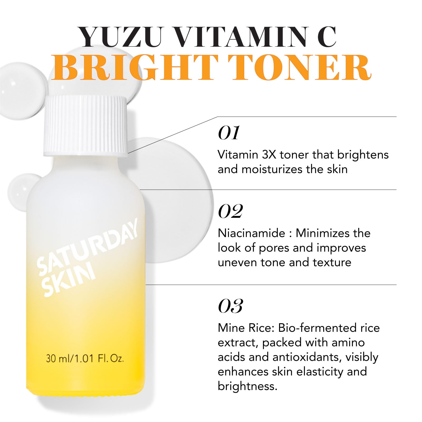 Saturday Skin 3-Piece Skin Care Set Yuzu Vitamin C Sleep Mask Yuzu Vitamin C Bright Toner and Eye Cream Overnight Facial Masks Korean Beauty Best Vitamin C Skincare Set