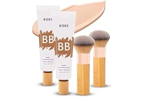 ISHERBIN BB Blur 𝐓𝐢𝐧𝐭𝐞𝐝 Moisturizer SPF 30, BB 𝐓𝐢𝐧𝐭𝐞𝐝 Care Primer with Brush, BB Cream 𝐓𝐢𝐧𝐭𝐞𝐝 Moisturizer with SPF All-Day Wear, Full Coverage Light-Medium Skin - Long-Lasting Hydrating