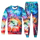 Uhomedecor Men's Emoji Joggers Sweatpants/shirts Suit Galaxy Blue Sportswear Gym Sport