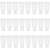 24 Pack 30ml Travel Clear Plastic Squeeze Tubes with Flip Cover &amp; Free Filling Tool, Leak Proof Toiletry Containers