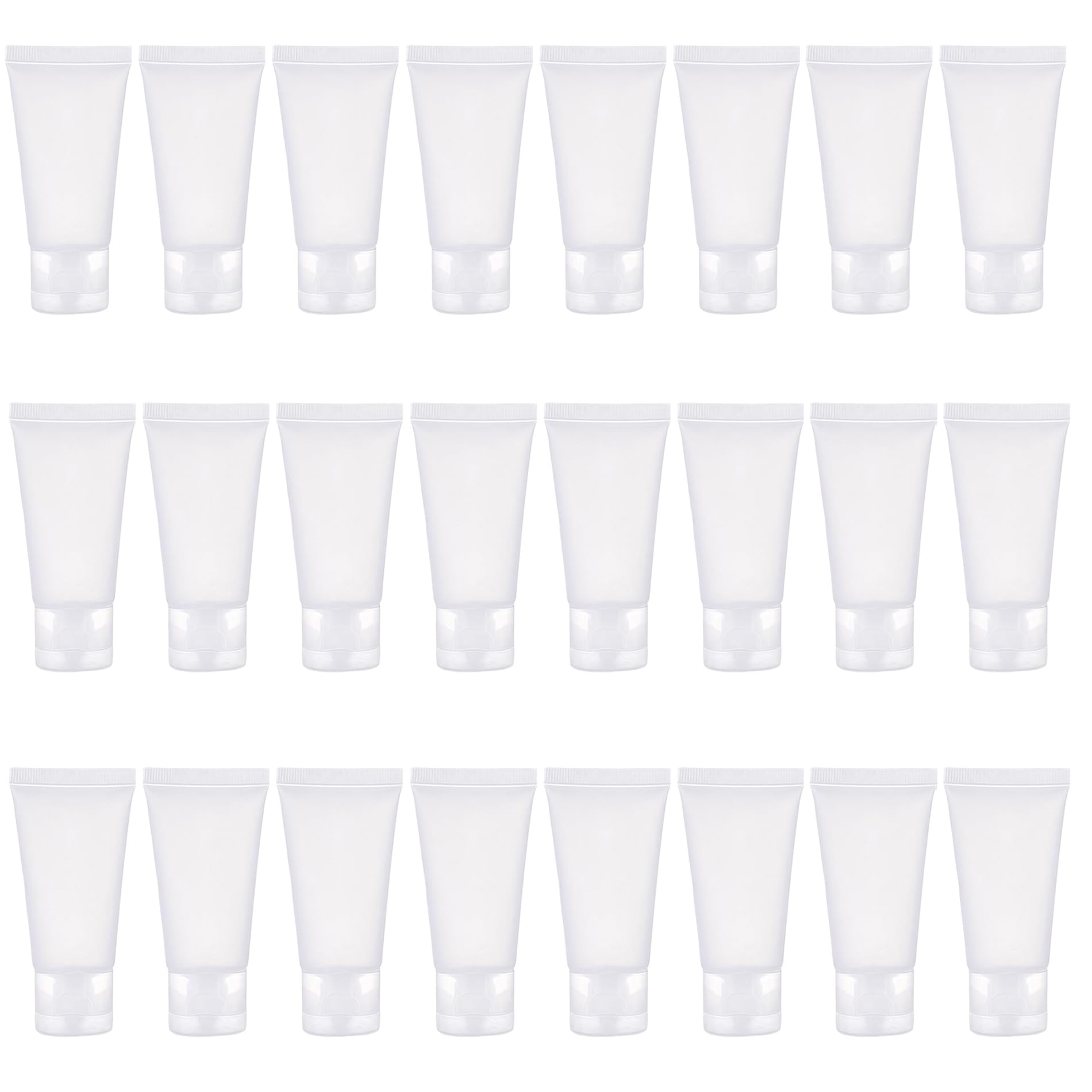 24PCS 30ml/1oz Empty Portable Refillable Clear Plastic Cosmetic Soft Tubes Bottles with Flip Cover Makeup Sample Travel Packing Container Holder Vial Jar Pot for Shampoo Facial Cleaning Toothpaste — image 1