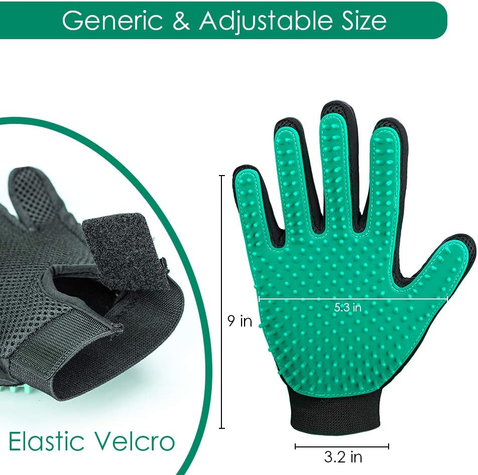 2020 New Version Pet Grooming Brush, Enhance Pet Grooming Glove with 255 Tips, Deshedding Glove for Dog and Cat, 1 Pair Left & Right Gentle De-Shedding Glove Brush