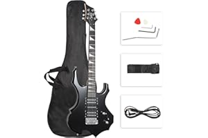 Glarry Cool Burning Fire Style Electric Guitar Christmas gift for Beginner Guitar Lover with Accessories Pack (Black)