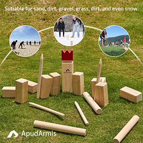 ApudArmis Kubb Yard Game Set, Viking Chess Outdoor Clash Toss Yard Game with Carrying Case - Rubber Wooden Backyard Lawn Games Set for Teenagers Adults Family