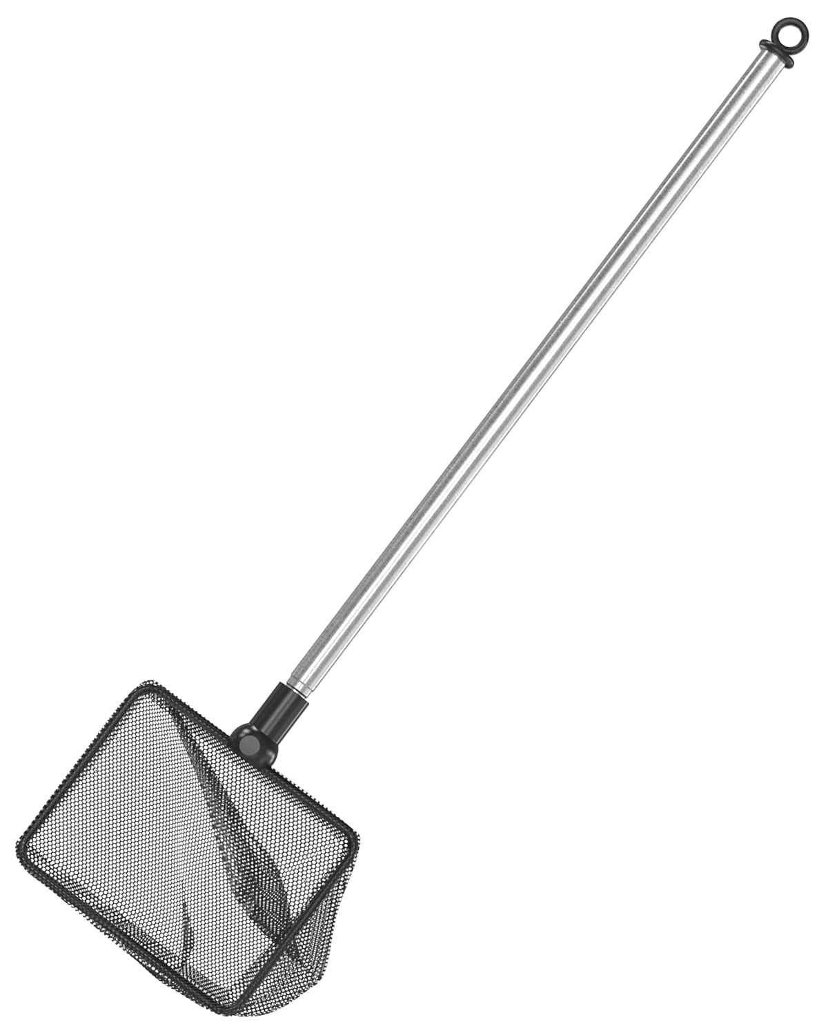 Uniclife 7.6cm Aquarium Fish Net with Telescopic Stainless Steel Handle Small Square Net with Soft Fine Mesh Sludge Food Residue Wastes Skimming Cleaning Net for Fish Tanks Small Koi Ponds and Pools