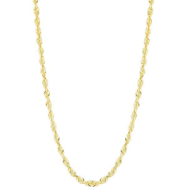Amazon.com: 10K Yellow Gold Ultra Light Rope Chain Necklace, 2mm