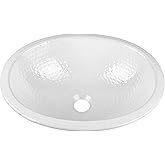 Monarch Abode Bathroom Sink – 17-Inch Oval Drop In Bathroom Sink, Top Mount Hand Hammered Classic White Vanity Sinks for Coun