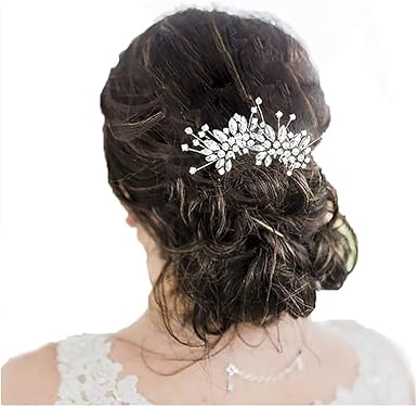 Amazon Com Campsis Silver Flower Bride Crystal Hair Comb Wedding