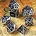 TecUnite 7 Dice Metal Polyhedral Dice Set Role Playing Game Dice Set with Storage Bag (Shiny Silver and Black)