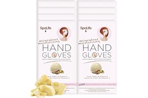 SpaLife Restoring Miracle Hand Gloves - Cocoa Butter & Vitamin E Infused Hand Spa Mask for Cuticle Repair and Ultimate Hydration, Perfect for Dry and Rough Hands - Silky Smooth Results (8-Pack)