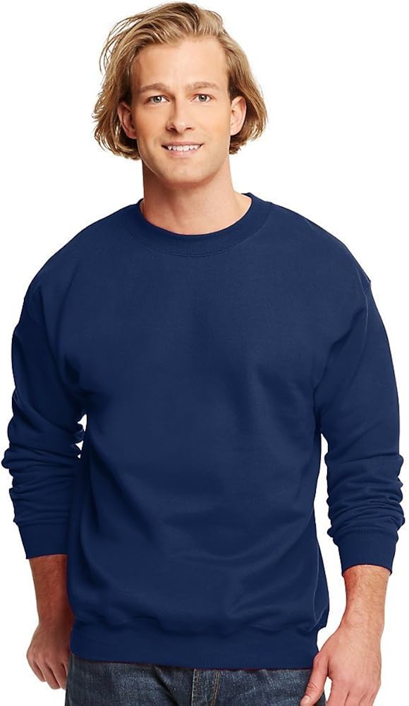 Hanes Men's Ultimate Cotton Heavyweight Crewneck Sweatshirt_Navy