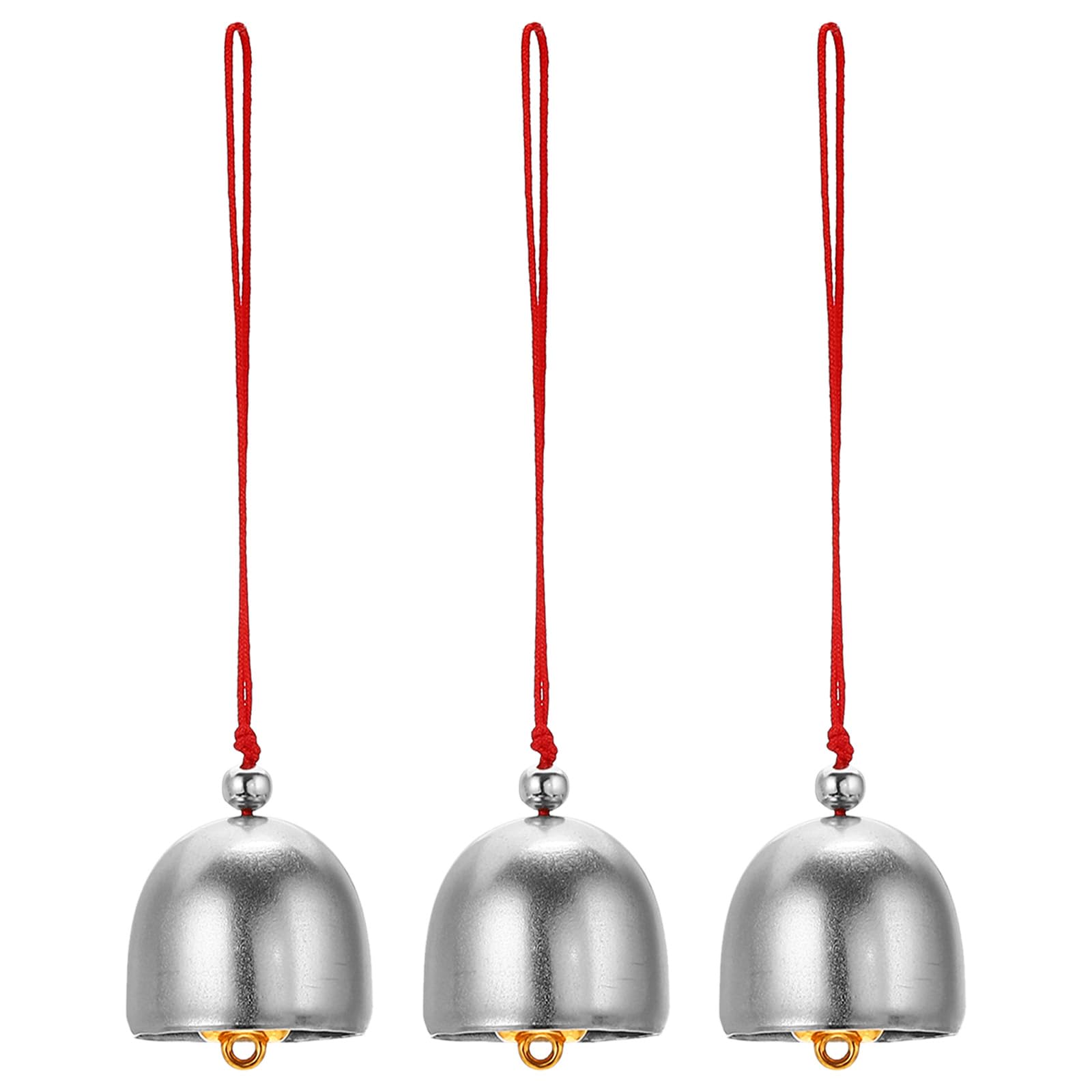 PATIKIL 3 Pcs Wind Chime, Hanging Bells Temple Bells Retro Outdoor Hanging Metal Chinese Wind Chime Round for Outside Garden Camping, Silver Red