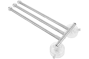 NAMOARLY No-Drill Suction Cup Towel Rack for Bathroom Wall, 3-bar Rotating Hanging Towel Rod, Adjustable