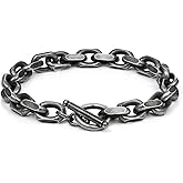 LaSua Mens Bracelet Stainless Steel Franco Chain Cable Chain Cuban Link Bracelets for Men Women with Toggle/Lobster Clasp Gunmetal/Silver 7.5/8/8.5 Inch Valentines Day Gifts for Him